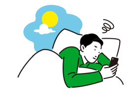 朝起きられない様子のイラスト